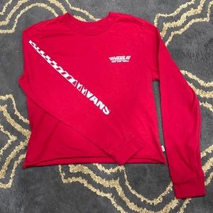 Vans Red Long Sleeve Cropped Graphic shirt Size small